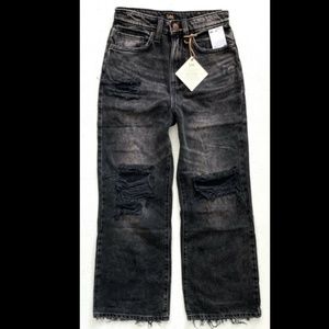 Lee Black Distressed Wide Leg Jeans